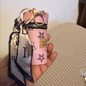 Pink Designer Key Holder with Gold Accents